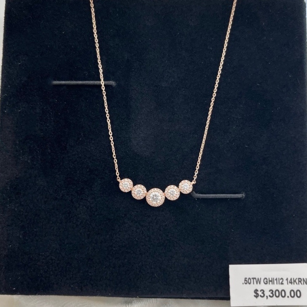 14k Rose Gold Bloomingdale’s Diamond Bezel Row Necklace